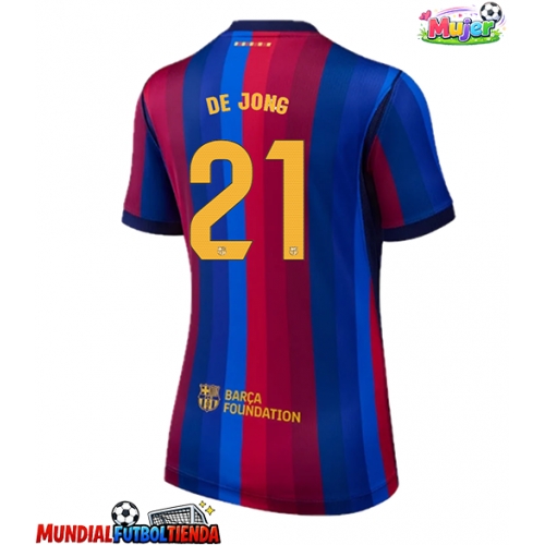 Camiseta Barcelona Frenkie de Jong #21 Primera Equipación Replica 2026-27 para mujer mangas cortas